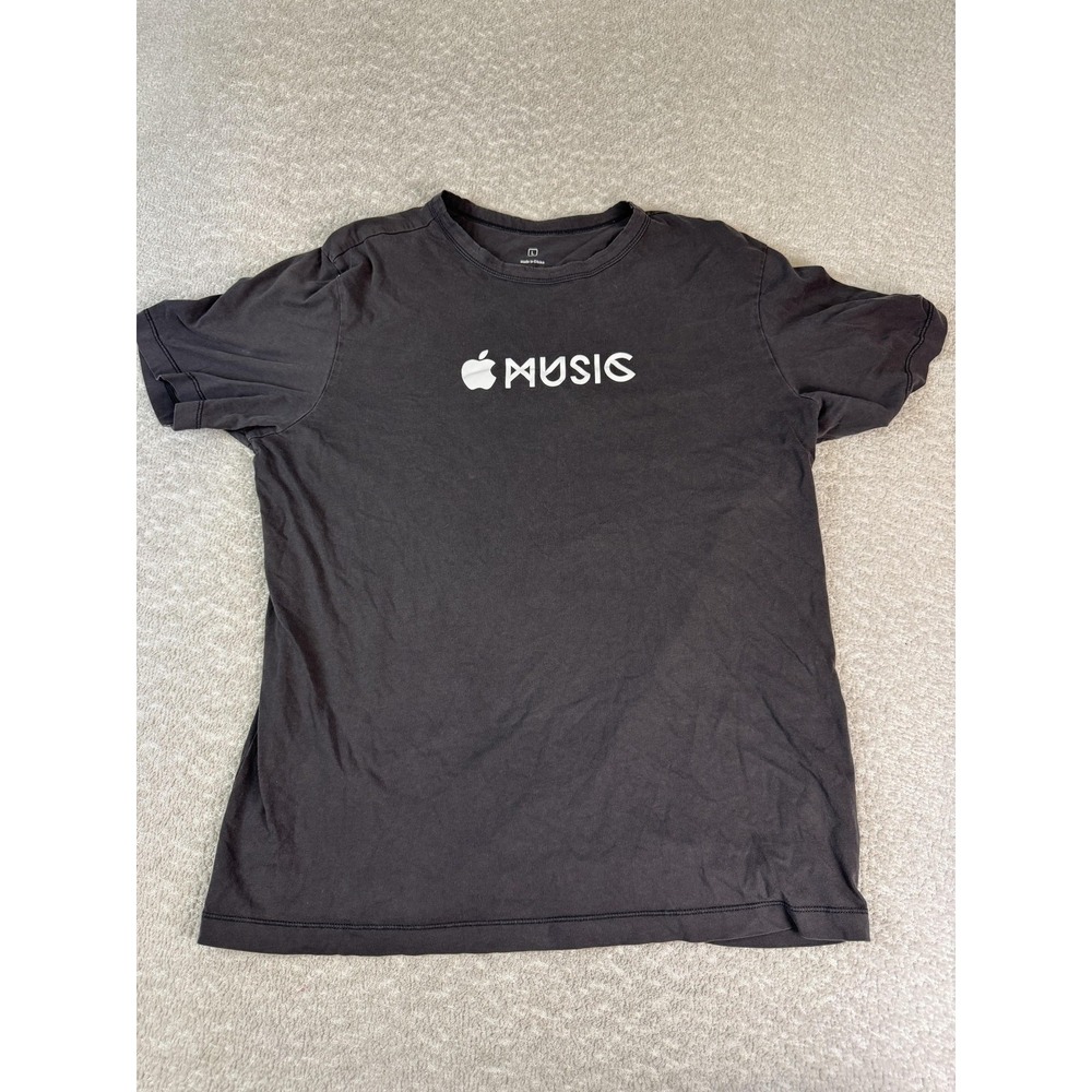 Apple Music Shirt Mens Large Black Logo 1 Infinite Loop Cupertino Promo Tee